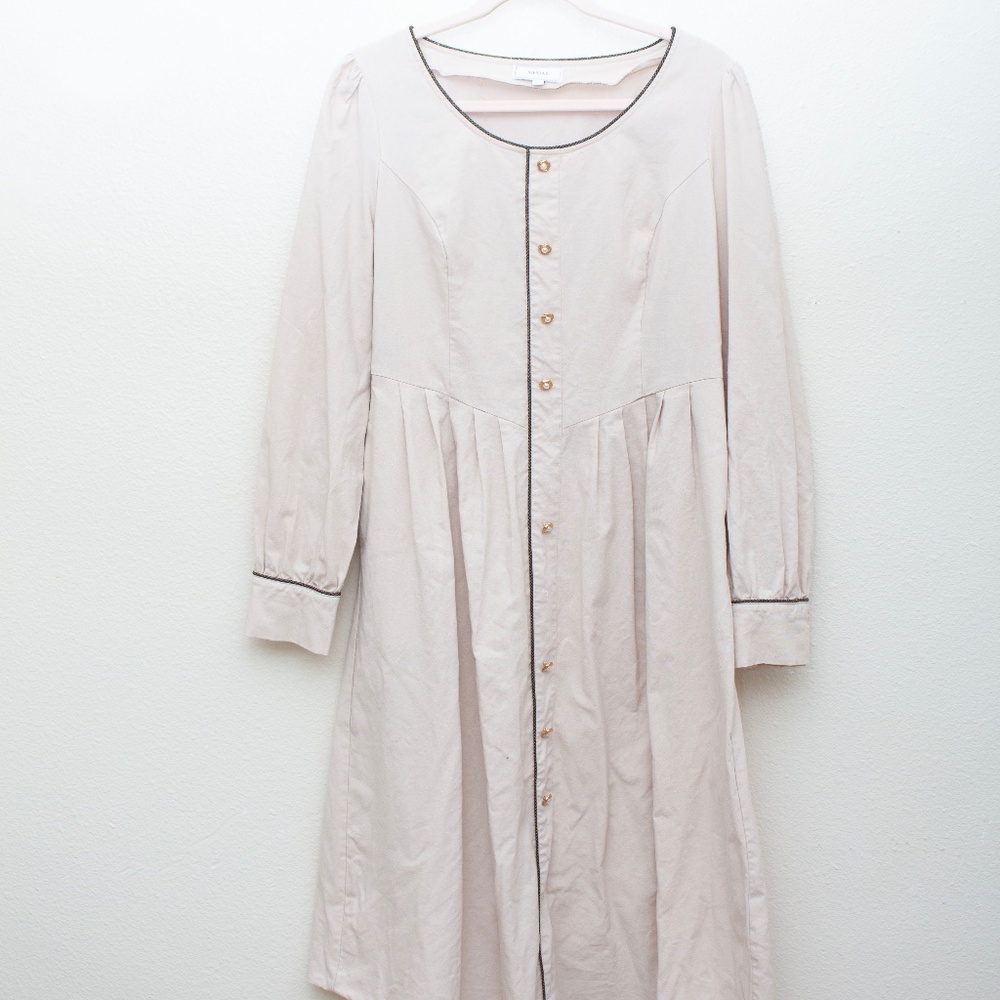 The Khaki Single Breasted A-Line Midi Dress